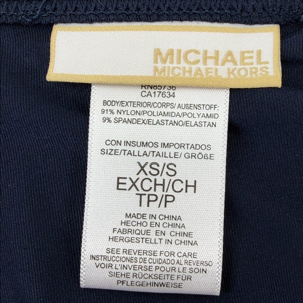 Michael Kors Blouse Sleeve Loose Casual Navy Blue Metal Logo Top - Picture 8 of 8